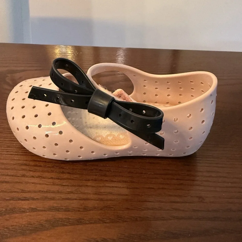 Mini Melissa Mary Jane Jelly Flats Pink Bow Toddler 7 20/21 Brazil